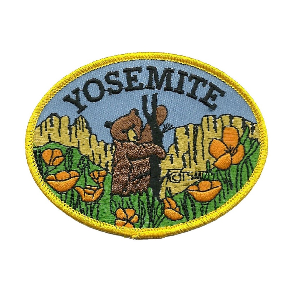 Yosemite National Park Iron On Patch Bear Poppies